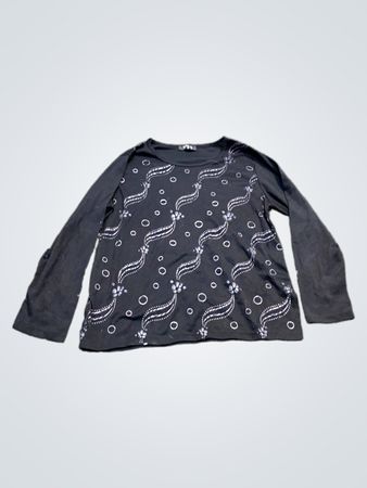 W&L Schwarzes Langarmhemd mit weißem Muster