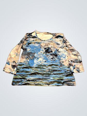 Damen Blau Abstrakt Druck Langarmtop