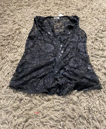 FRIENDLI Schwarzes Spitzen-Pailletten-Sleeveless-Top