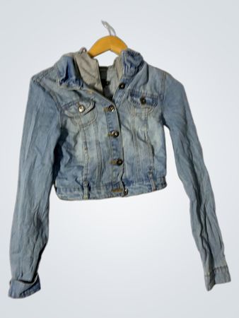 Ci Sono Denim Collection Cropped Jean Jacket with Hoodie