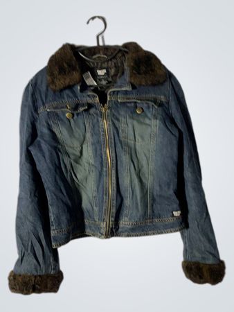 Coffee Shop Xtrema-Air Denim Jacket with Fur Trim