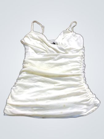 Weißes gerafftes Spaghetti-Top
