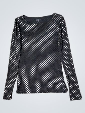 SOLAR Women's Black Polka Dot Long Sleeve Shirt Size 38