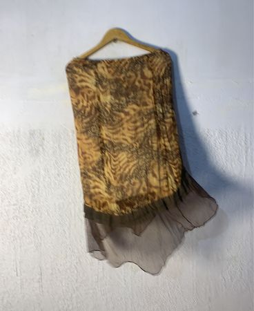 LUNACHIX Animal Print Faltenrock mit transparenter Säumung