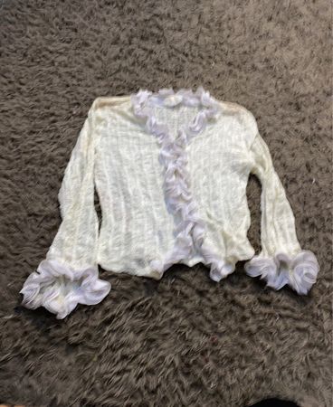 MAZEX Weißer Rüschencardigan