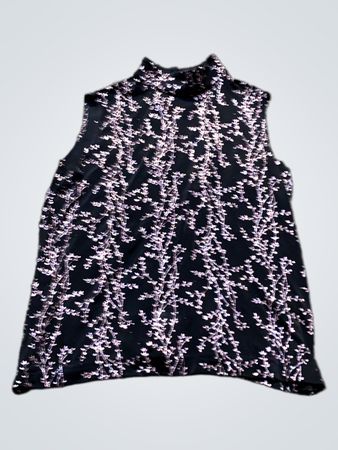Ärmelloses Top mit Mock Neck und Blumenmuster