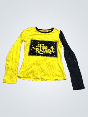 CaiQi Gelbes und Schwarzes Langarmshirt