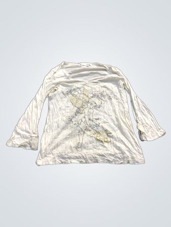 Weißes Langarmhemd mit Feenmotiv und Pailletten