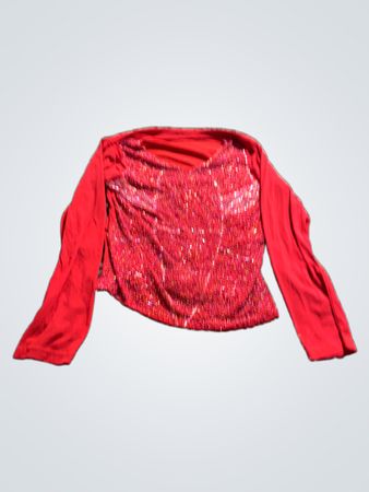 Rotes Pailletten-Hemd mit langen Ärmeln