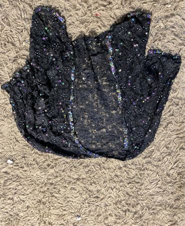 Schwarzer Pailletten-Spitzen-Cardigan