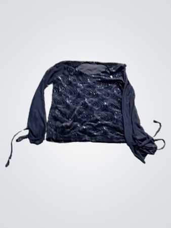 Barisal Black Sequin Swirl Langarmtop