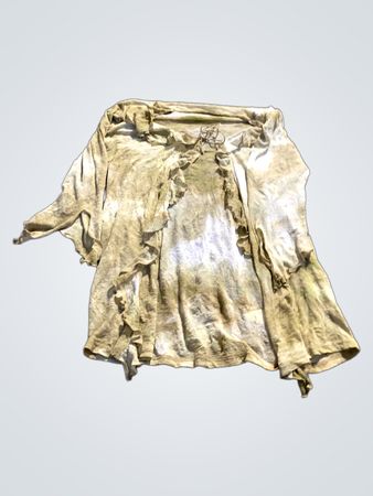 Langärmliges Oberteil mit Batikmuster und Rüschensaum