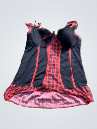 Schwarz und rot kariertes Lingerie-Top