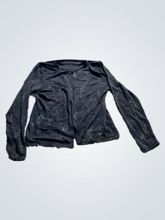 Schwarze Reißverschluss-Strickjacke mit Glitzer