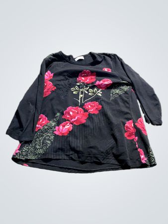 BONITA Schwarzes Langarmoberteil mit Rosenmuster