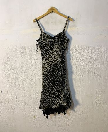 DIVA CASUAL Schwarzes und weißes gemustertes Slipkleid