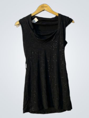 Schwarzes ärmelloses Kleid mit Glitzer