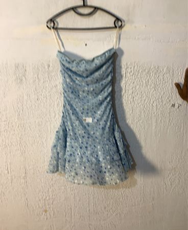 New Look Blue Heart Print Ruched Mini Dress