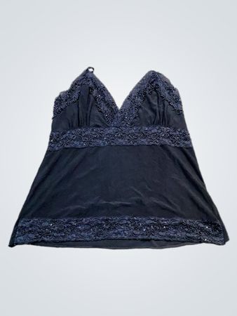 Schwarzes Perlen-Spitzenbesatz-Camisole