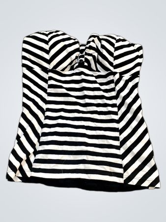 Schwarz-weiße gestreifte trägerlose Bluse