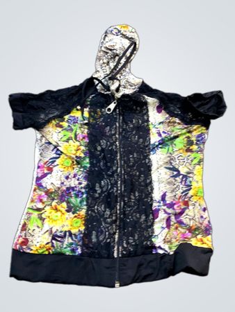 Hooded Zip-Up Top mit Blumen- und Schlangenprint