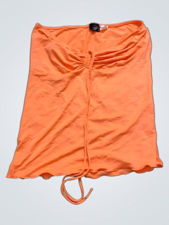 Orangenfarbene Rüsche-Zugband-Top