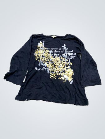 Clara Vitti Schwarzes Langarmhemd mit Pailletten und Text