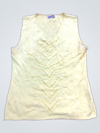 INTRAMA ITALY Ärmelloses V-Neck Perlenoberteil