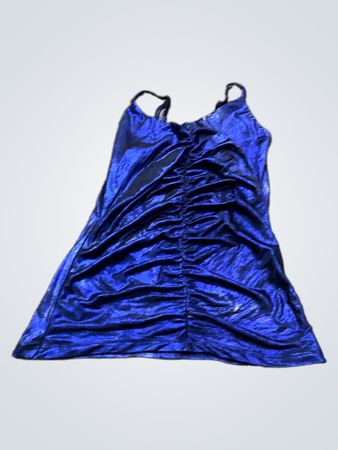 Blaues gerafftes Mini-Kleid