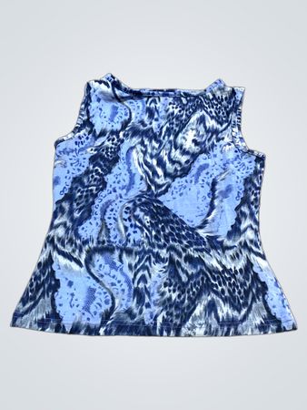 Ärmelloses blaues Druckoberteil