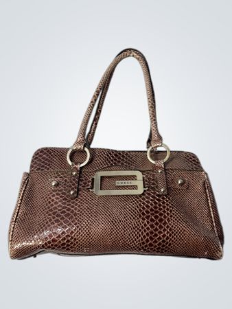 Brown Snake Print Shoulder Bag