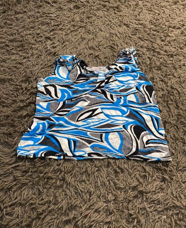 Damen Tanktop mit blau-weißem abstraktem Druck