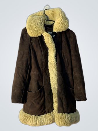 BIG BOSS Cappotto in camoscio marrone foderato in shearling