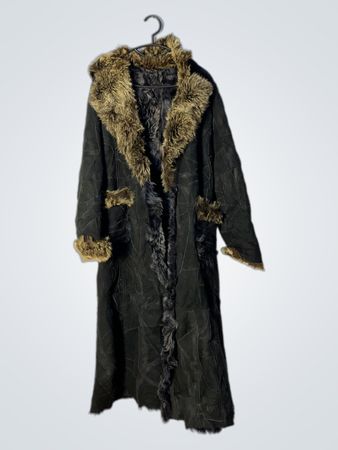 Black Fur Trimmed Long Coat