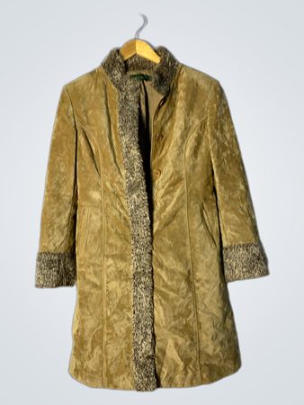 Manteau en daim et en fourrure pour femme DFMS