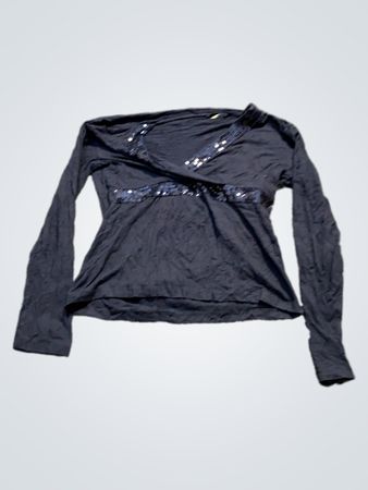 Schwarzes Langarmshirt mit Pailletten