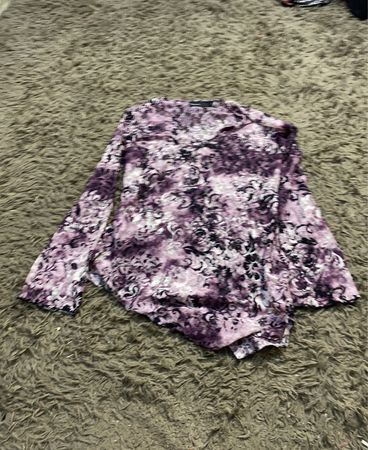 KappAhl Damen Langarm Lila Floral Druck Oberteil