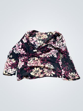 Schwarzes und pinkes Blumendruck Langarmoberteil