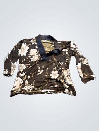 EVITA Damen Braun Floral Print Langarmhemd