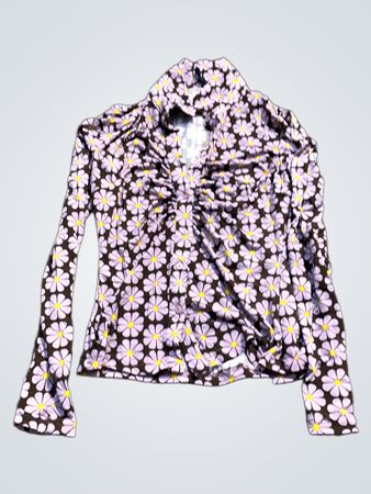 Rüschend Floral Print Langarmtop