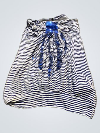 Blau-weiß gestreiftes Tanktop mit blauen Pailletten