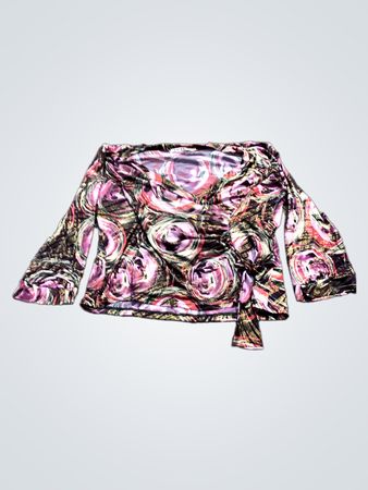 LUTEX Damen Langarm Bedrucktes Wickeloberteil