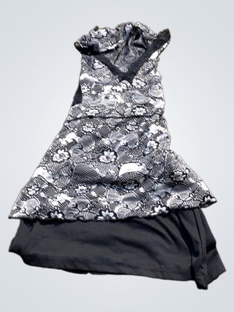 Gestuftes Kleid mit Schlangen- und Blumenmuster