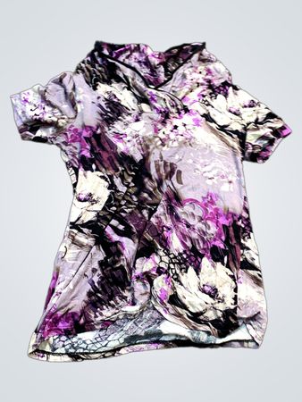 Lila abstrakt bedrucktes T-Shirt