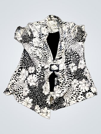 Damen Bluse mit schwarzem und weißem Animal-Print
