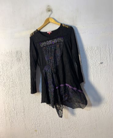 Joyspoon Schwarzes Verzierte Asymmetrisches Tunika Kleid