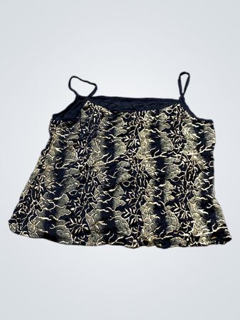Schwarz und gold gemusterte Spaghetti-Top