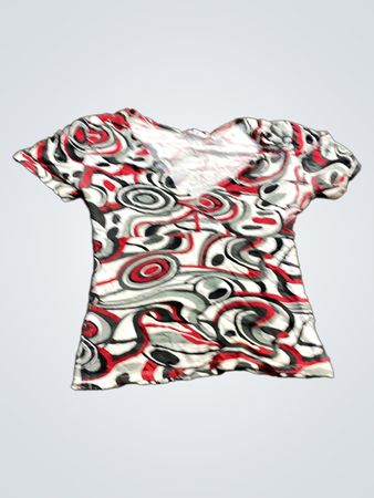 Liz Swirl Print V-Neck Top
