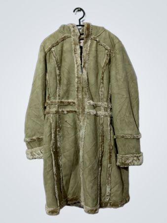 RCC Fashion Women's Long Faux Suede & Fur Lined Coat