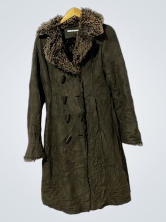 Xanaka Women's Faux Fur Trimmed Double-Breasted Long Coat